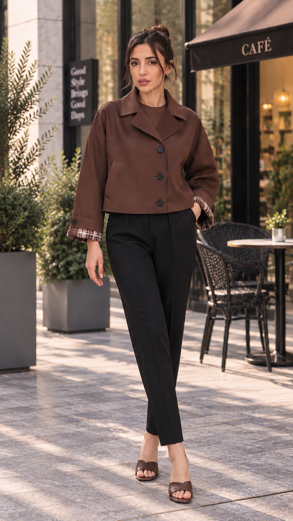 Brown Oversized Short Jacket