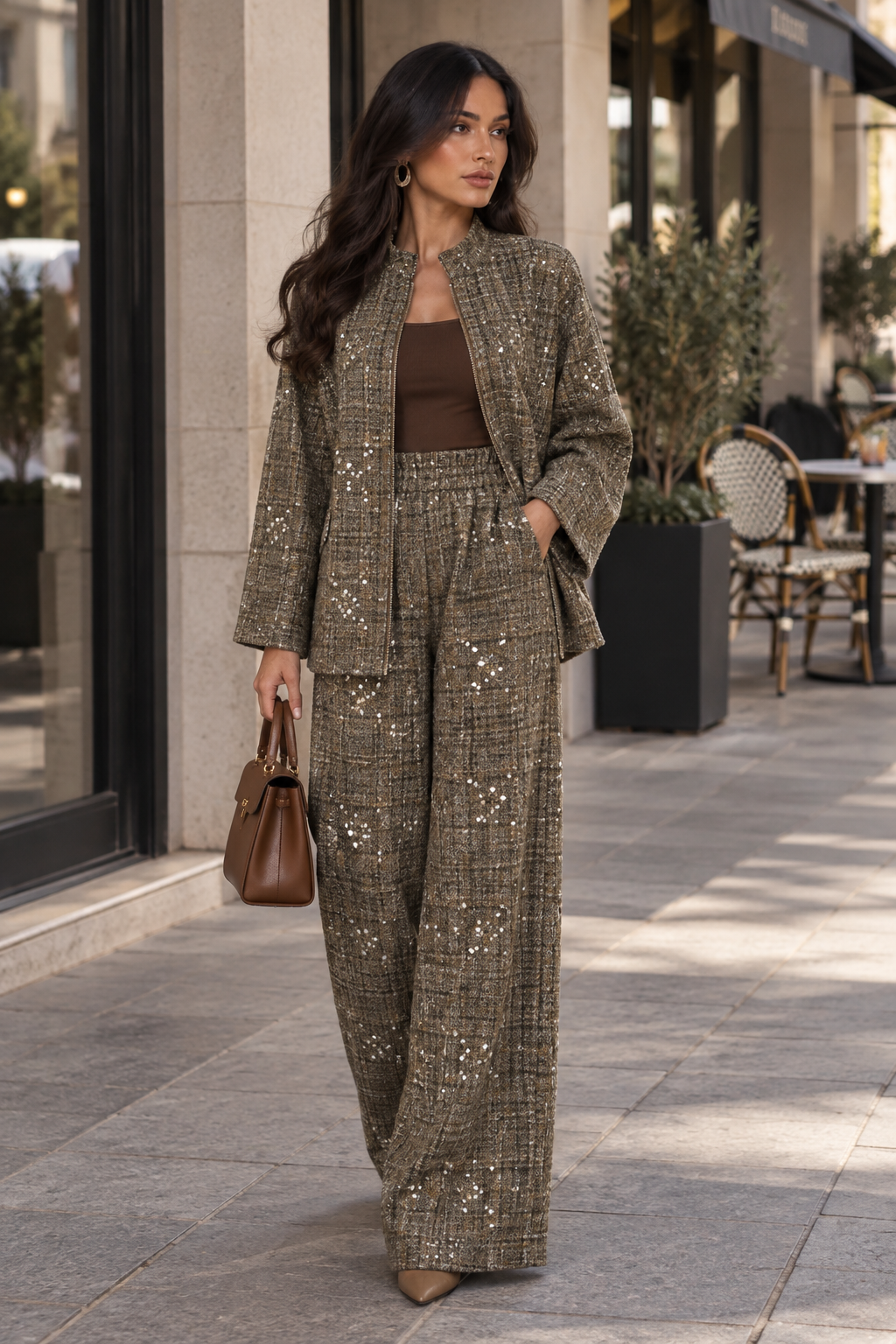 Asophisticated plaid two-piece set