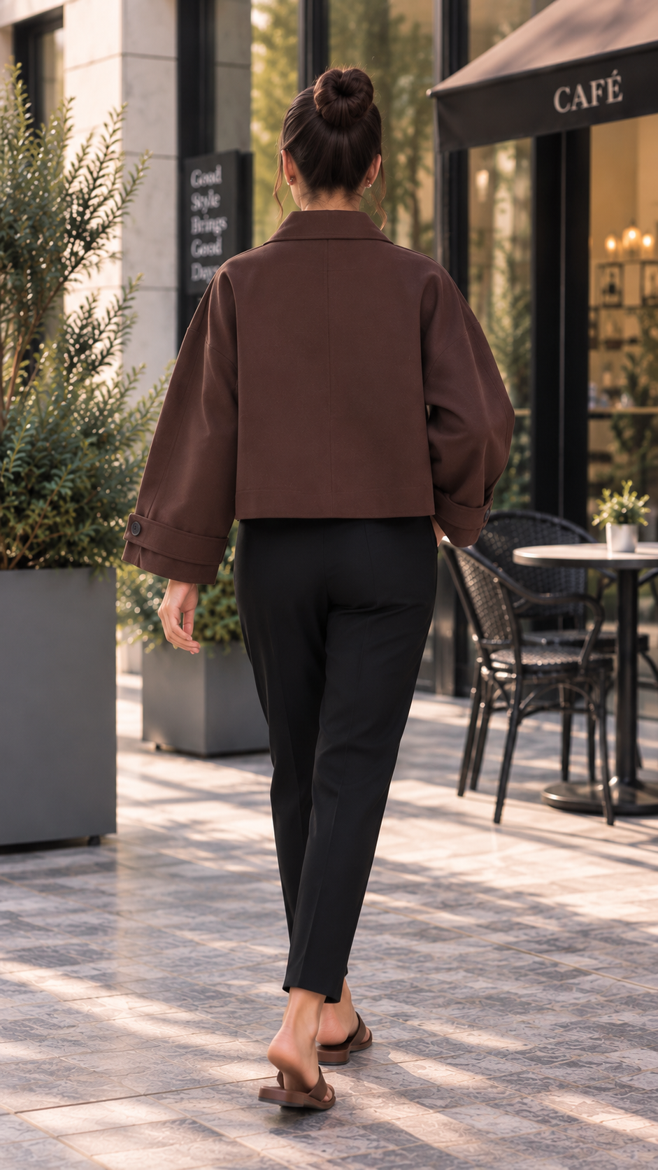 Brown Oversized Short Jacket - الصورة 3