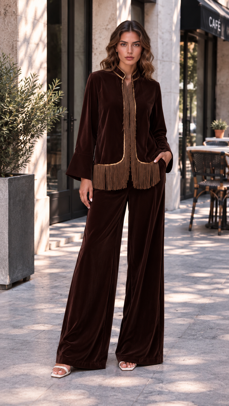 Chocolate brown velvet set